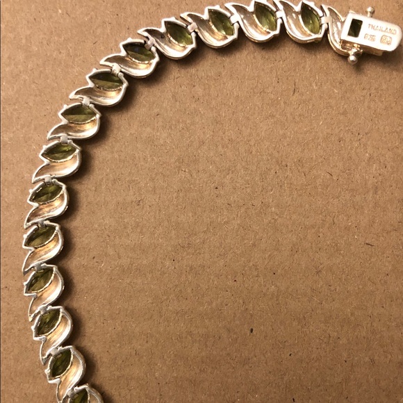 Gold over Sterling Silver Green Peridot Tennis Bracelet - Picture 6 of 8